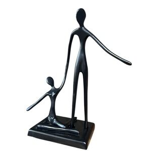 Modern Black Metal "Ballet Dancers" Sculpture Abstract Bodrul Khalique Style 10"